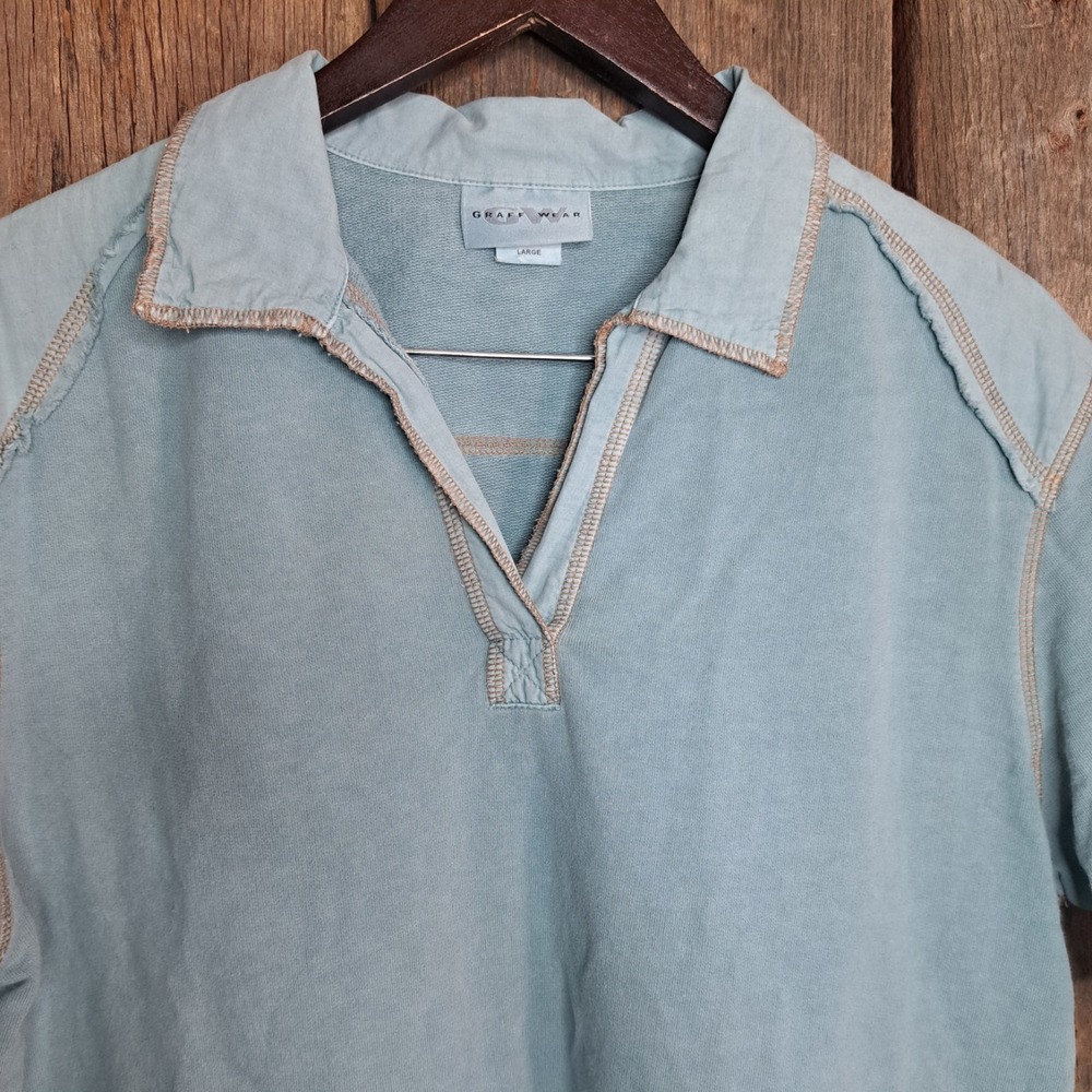 Vintage 90s Desert Grunge Graff Wear Contrast Stitch Split Neck Polo Men's Large